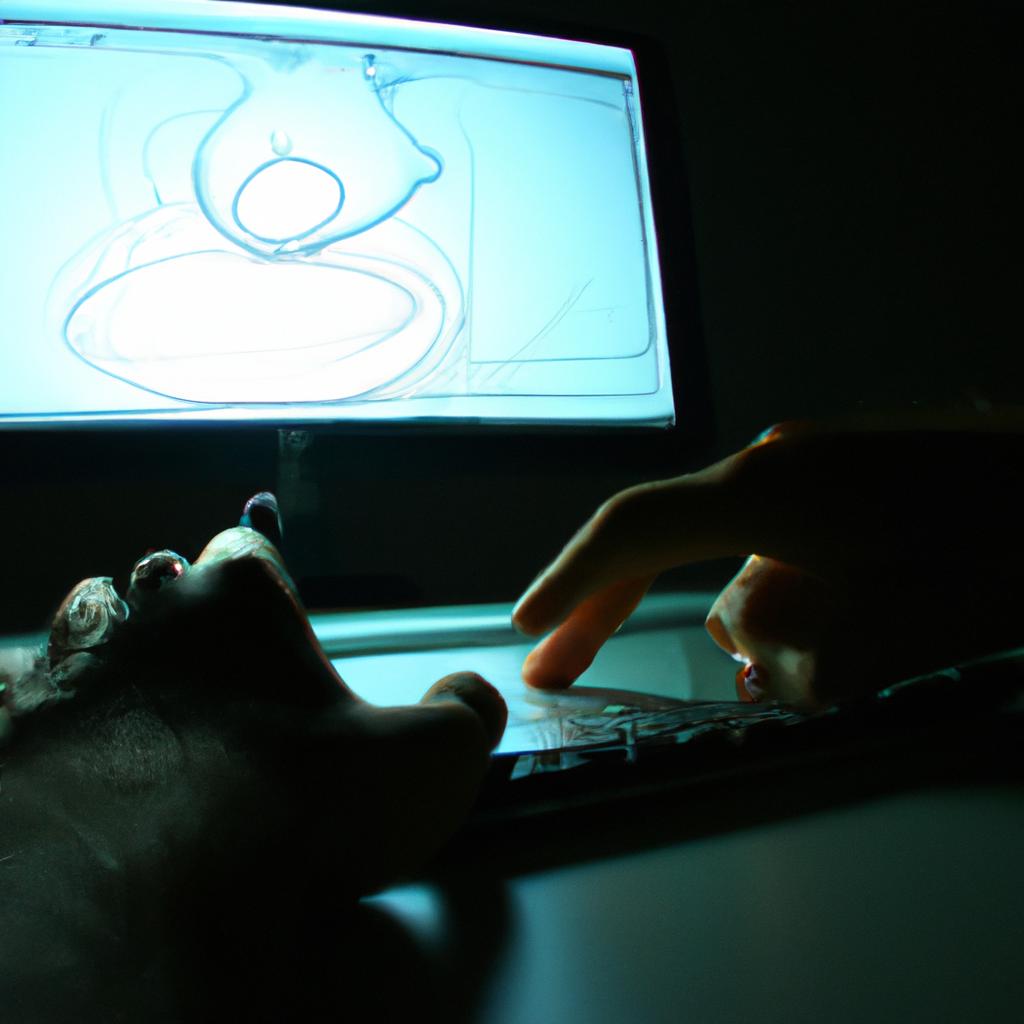 Person creating computer graphics art